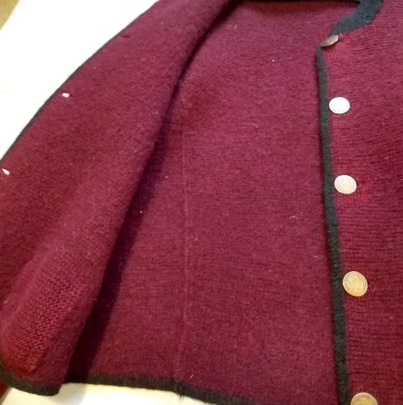 Burgundy Wool Knit Button Front Heavy Cardigan Sweater Size XL - Picture 7 of 11